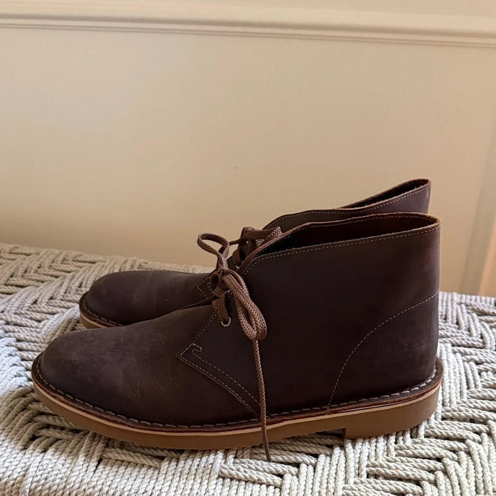 Clarks Bushacre Brown Leather Chukka Boots Men's 10